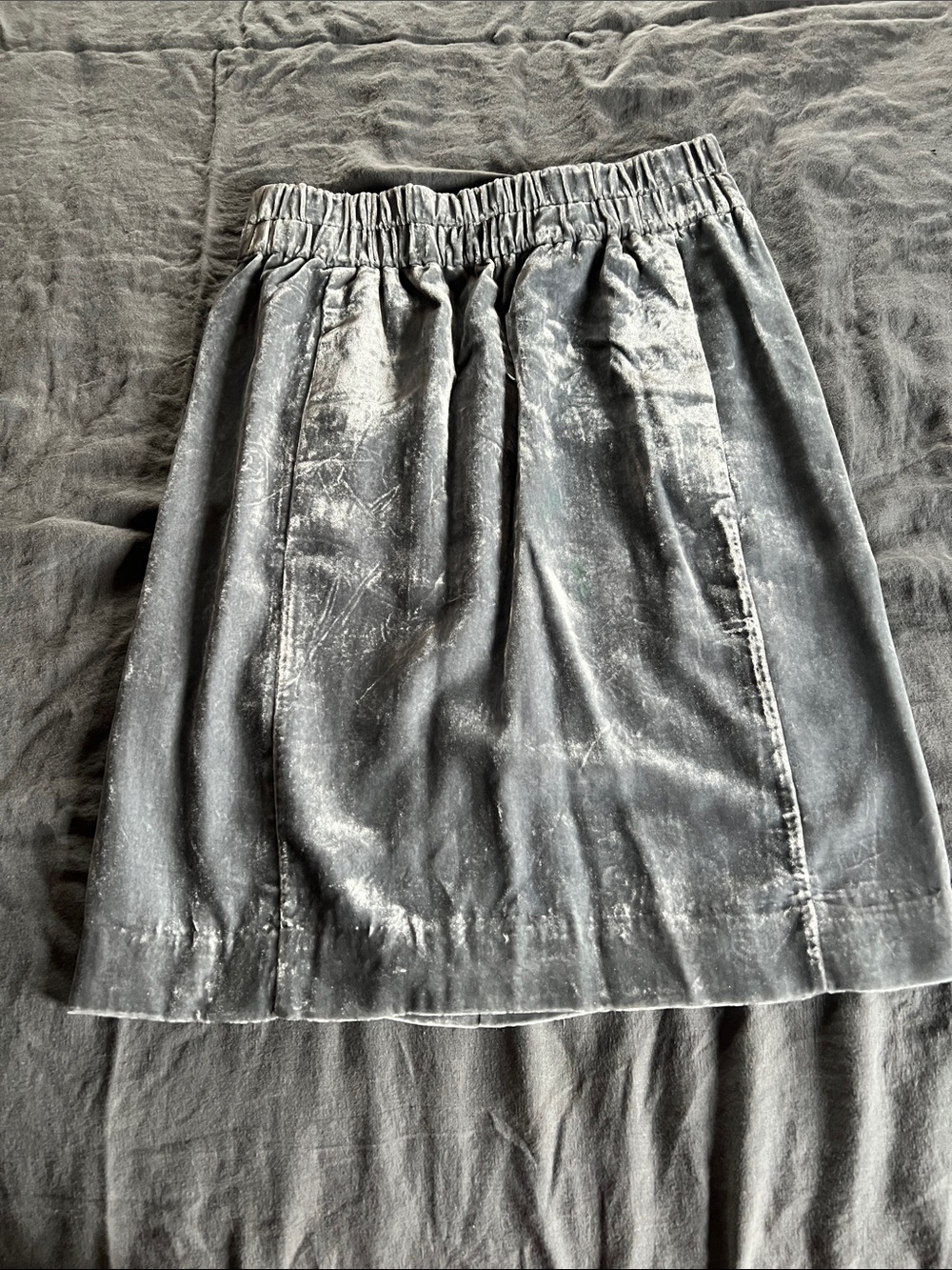 J. Crew blue silver velvet Mini Skirt with Elastic Waist
